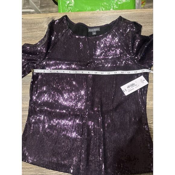 Bold Elements Size Large Purple Sequined Arm Cutout Blouse Top. NWT. Z - Picture 6 of 8